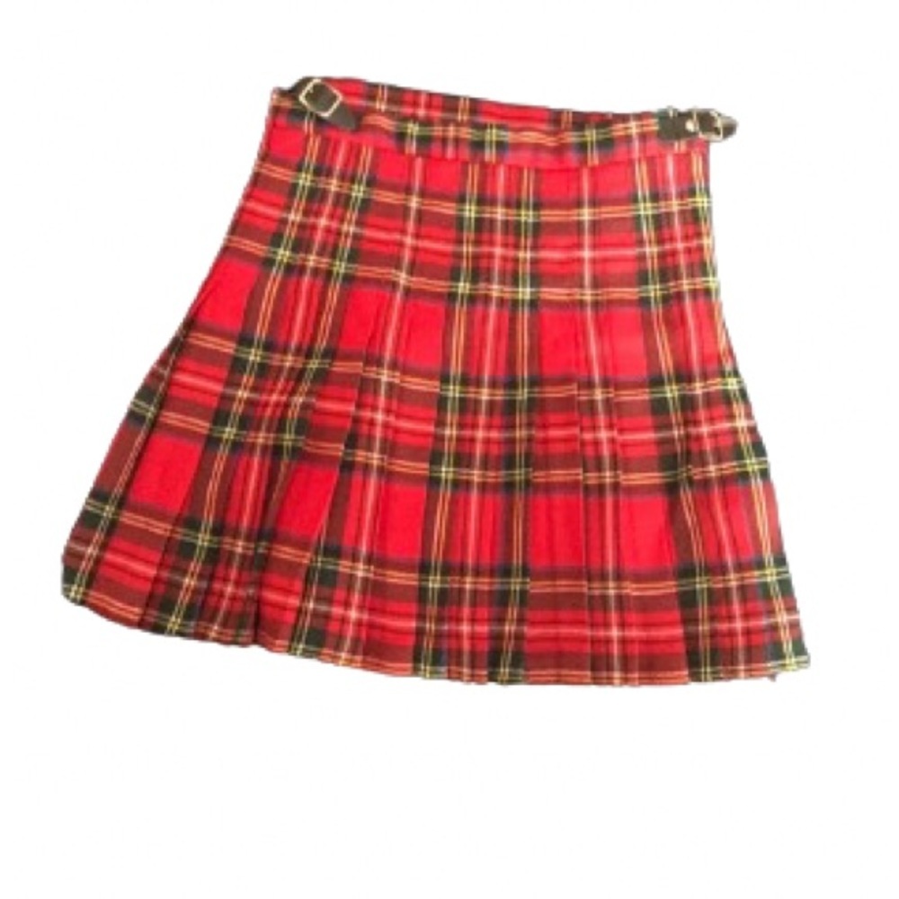 Plaid Red Kids Skirt - 100% wool